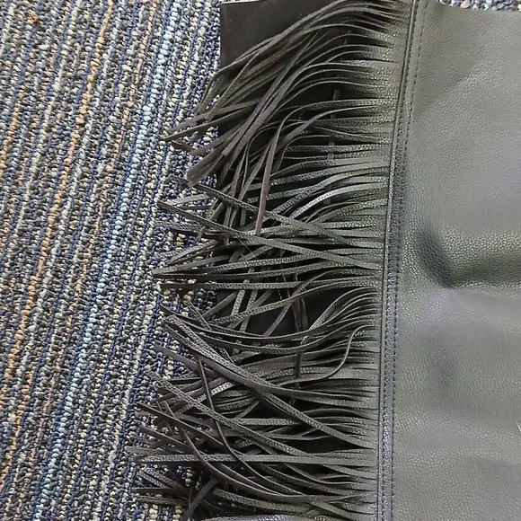 New Victoria Secret black leather fringe tote bag - Picture 7 of 10